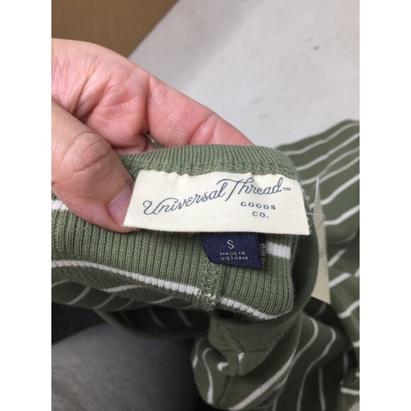 Women's Universal Thread Green and White Striped Long Sleeve Shirt (NWT) - Picture 6 of 8